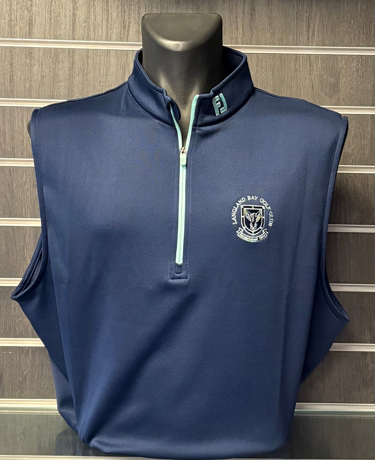 FootJoy Crested Half-Zip Vest - Navy/Sea Glass