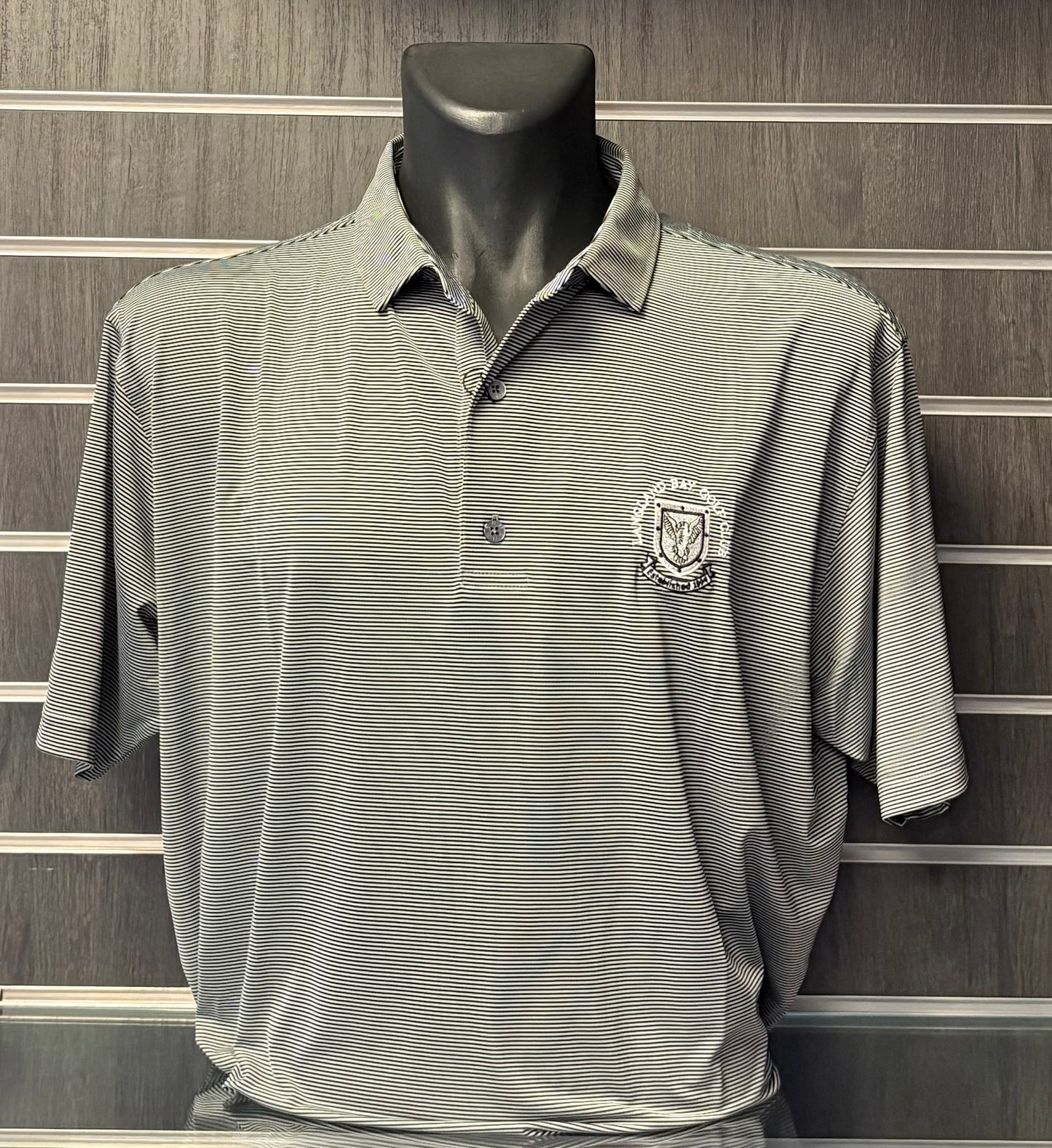 FJ Crested Micro feeder Stripe Polo - Black/Grey