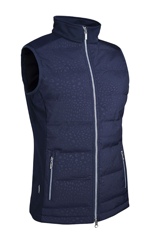 Ladies Glenmuir Ayla Navy Animal Print Gilet - Club Crested
