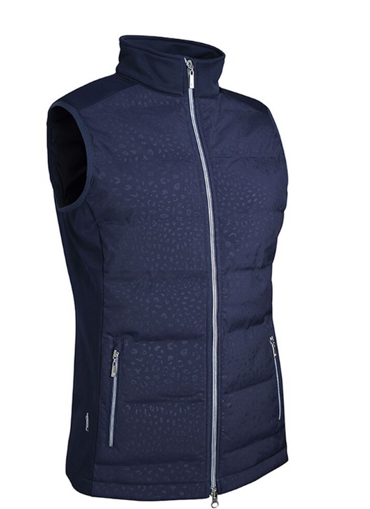 Ladies Glenmuir Ayla Navy Animal Print Gilet - Club Crested