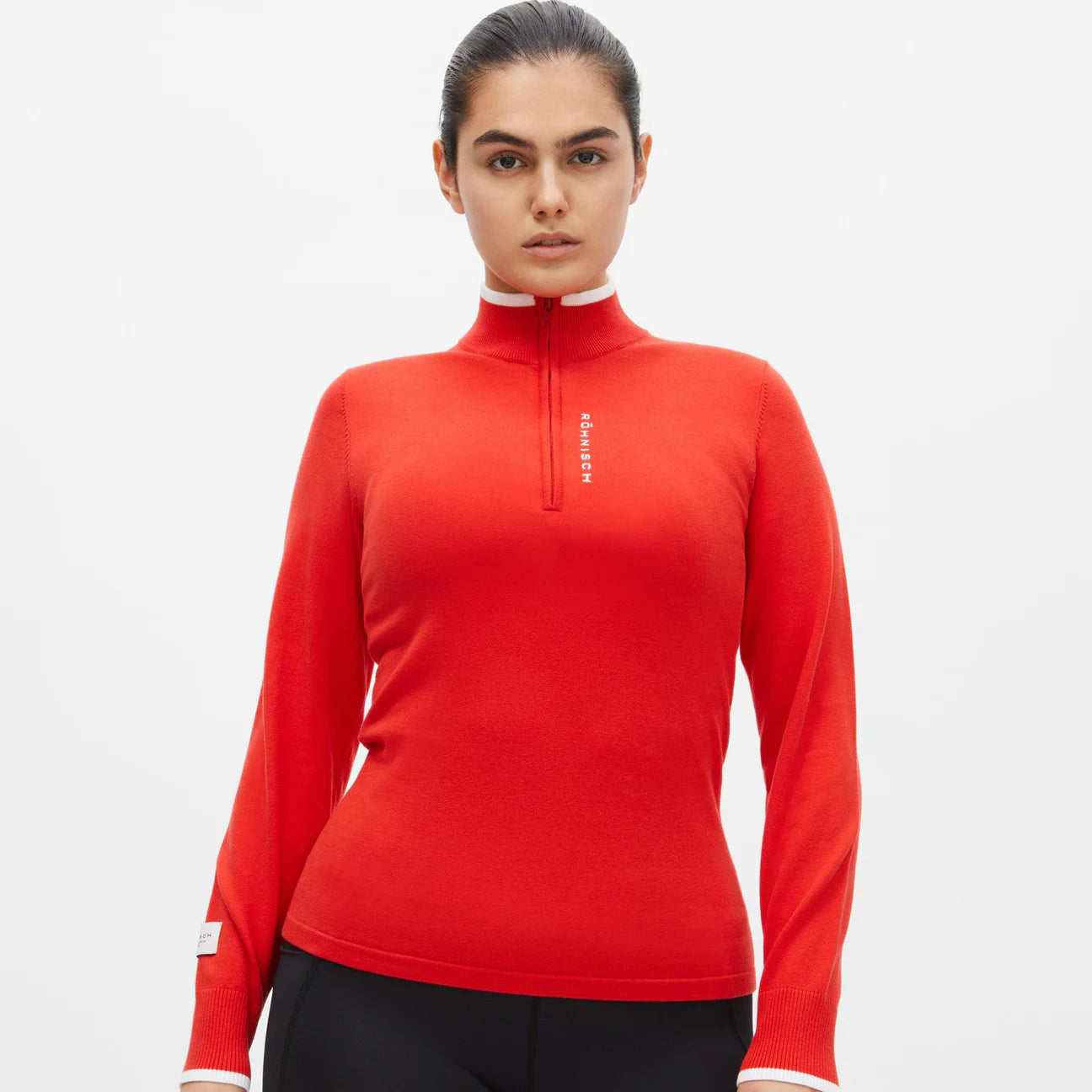 Rohnisch Knitted Half Zip, Flame Scarlett